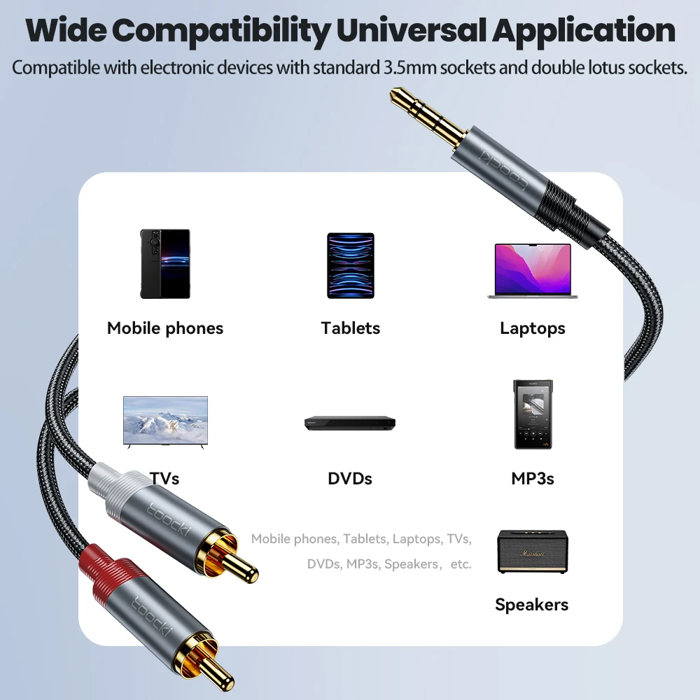 Toocki RCA ̺ 3.5mm -2 RCA AUX  ̺ й Ʈ   Ȩ þ AUX ̺ RCA