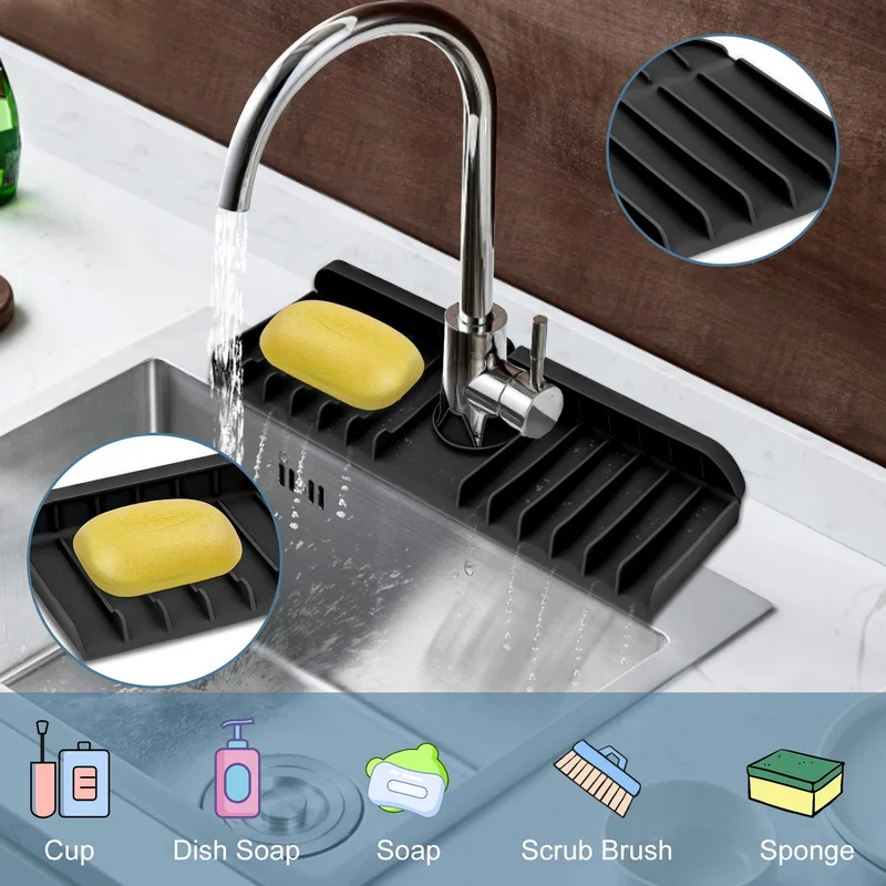 Faucet Drain Pad Silicone Faucet splash Kitchen sink drying Water block