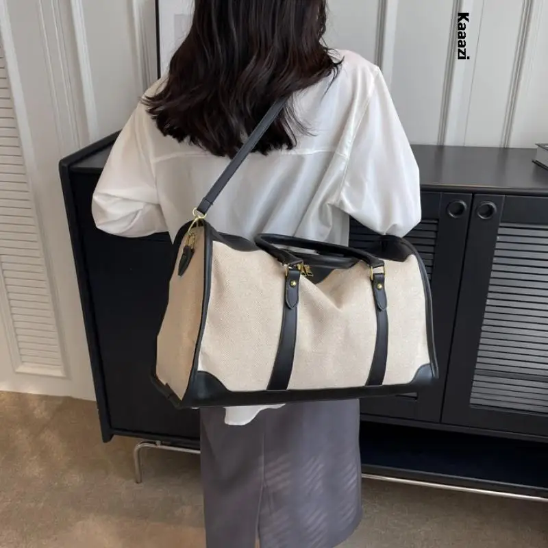 Large Capacity Versatile Canvas Tote Crossbody Bag For Women Sporty