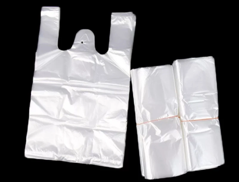 100PcsSupermarketPlasticBagswithHandleUsefulPlasticStorage