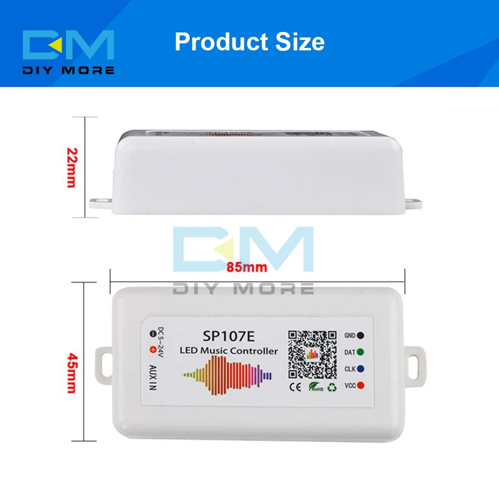 Controladora SP107e Bluetooth Fita LED RGB Digital 2811 2812 2815 6803 VU  Endereçada 5-24V - Planet Iluminação