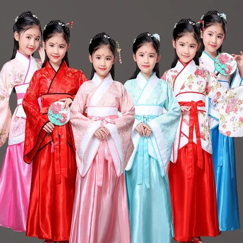 Ensemble pour enfants, Costume chinois ancien, spectacle de danse, robe traditionnelle chinoise pour filles, vêtements Hanfu pour enfants