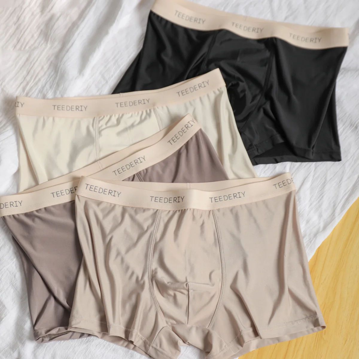 

Men's underwear new solid color ice silk mid-waist men's boxer shorts skin-friendly non-marking breathable cool underwear