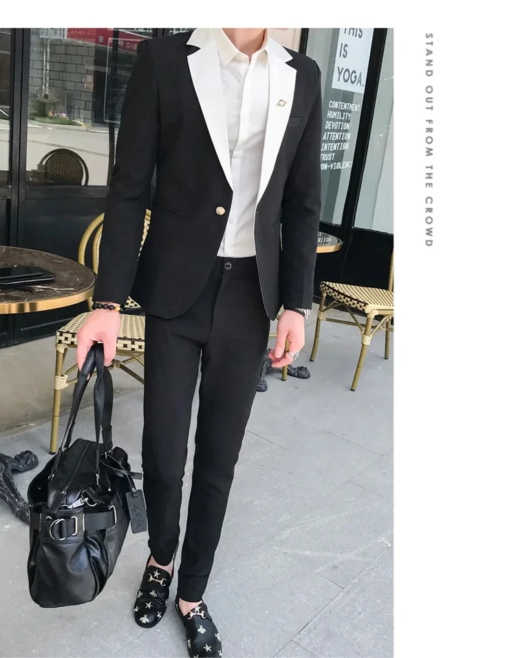 Sky blue 2 Pieces Groom Tuxedos Groomsmen One Button Black Shawl Lapel Best Man Suit Wedding Mens Blazer (Jacket +Pants)