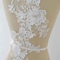 Elegant White Embroidered Water - Soluble Lace Fabric - 1Piece (White)