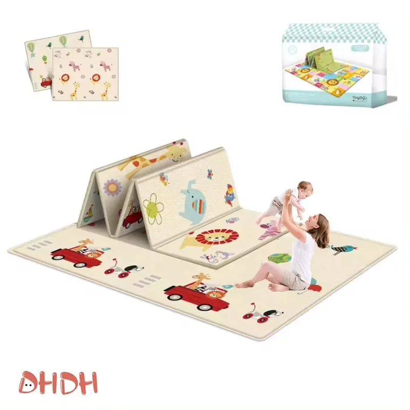 Play Mat Baby Folding Mat Large Tummy Time Crawling Mat Outdoor or Indoor Use Portable Cute Double Sides