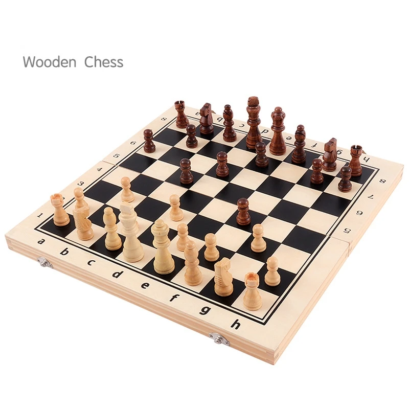 

International Chess Game Queen Wooden Chess High Grade Travel Chess Set Folding Chessboard 39*39 cm Chess Wood Gift