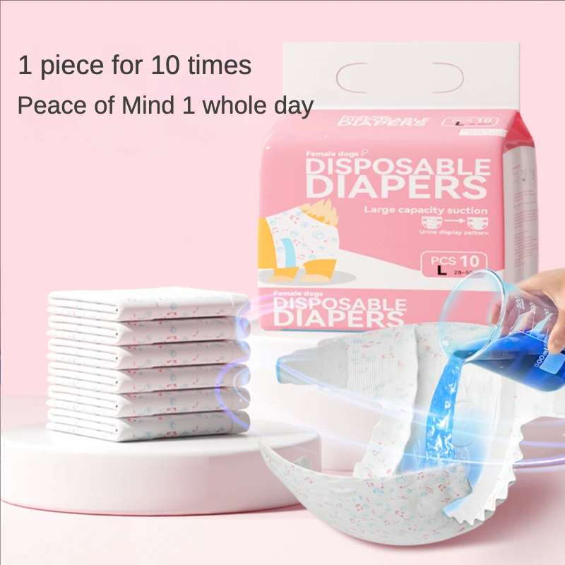 10pcs Super Absorbent Diapers Male Dog Bitch Physiological Pants Diaper Pet Disposable Healthy Leak-Proof Deodorant Diapers