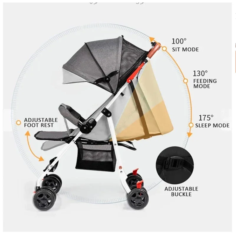Baby Stroller Sit & Lying Compact & Airplane-Friendly Travel Stroller One Click Folding for Infant