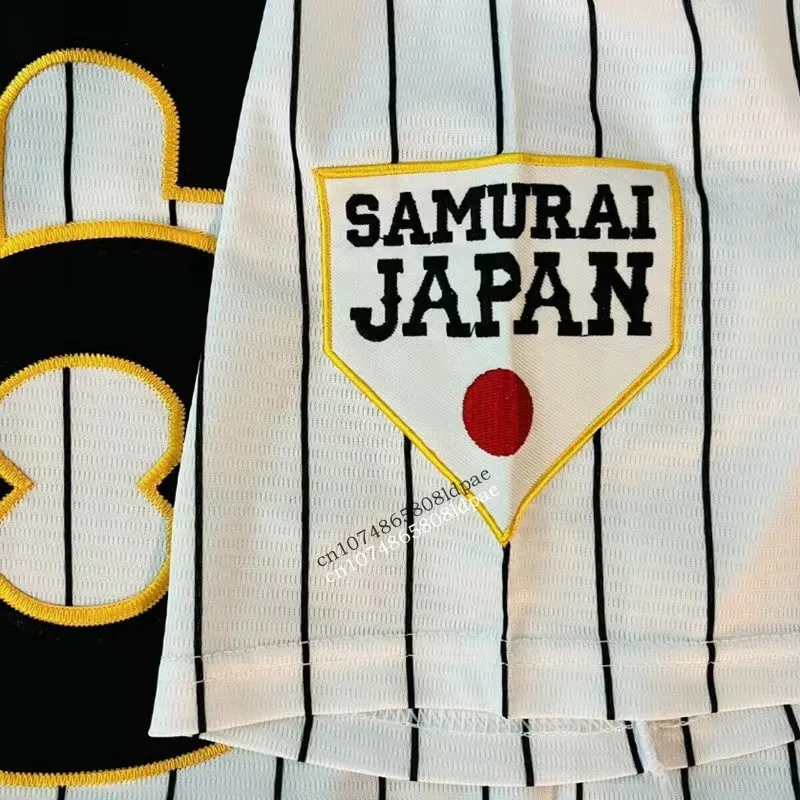 Baseball Jersey Japan 16 OHTANI Oversize Outdoor Sportswear Embroidery Sewing White Stripe Black Hip Hop Street Culture T-Shirts