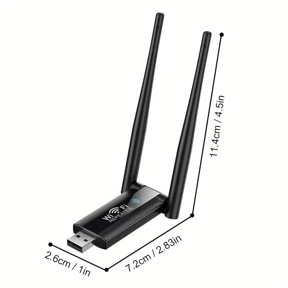 For Desktop PC Laptop USB Wifi Repeater 300M Wi-Fi Signal Booster 2.4G Wireless Extender 2 Antenna Long Range Wi Fi Adapter
