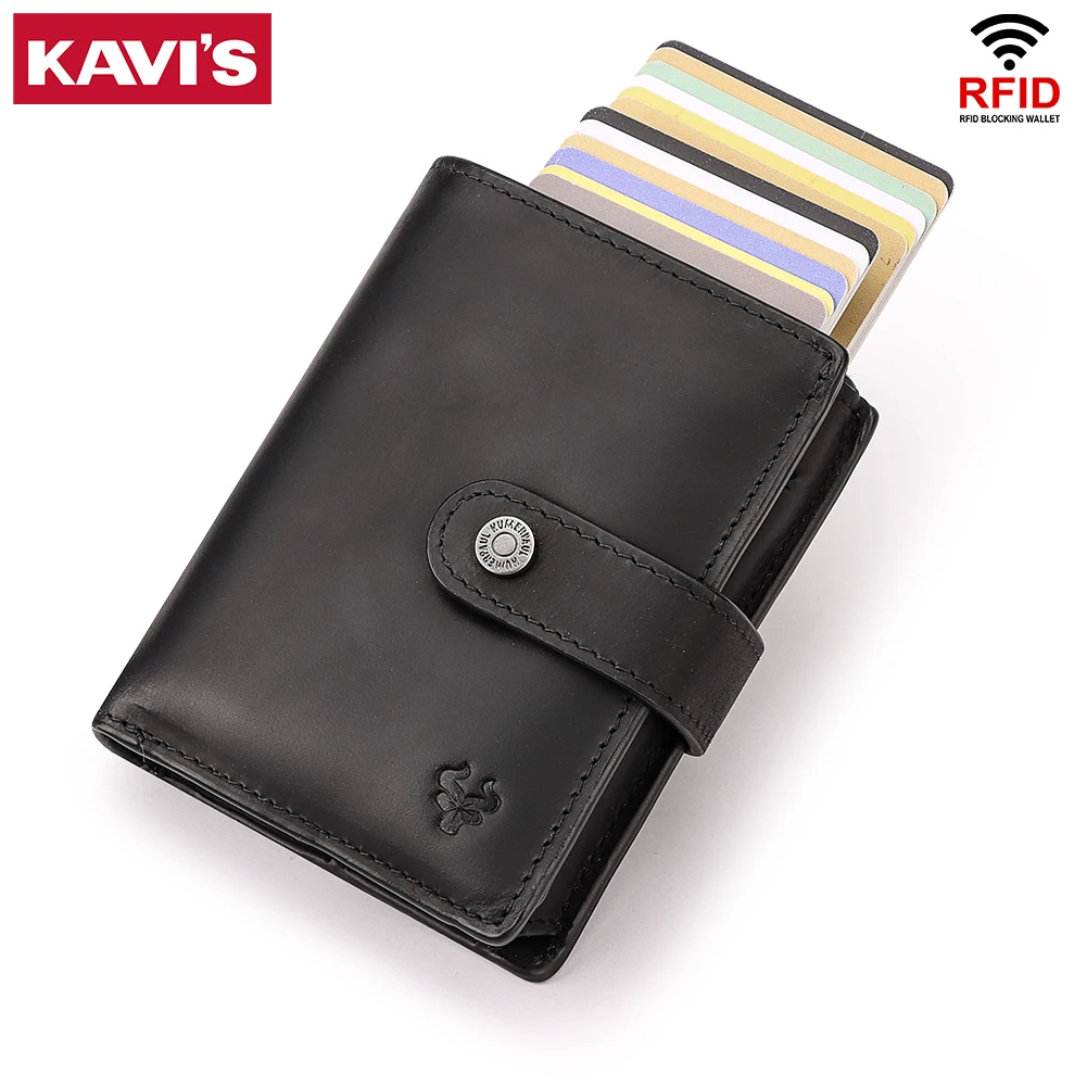 Portafoglio Uomo In Alluminio E Pelle Con Blocco RFID - Porta Carte Pop-up, Capacità 15 Carte, Scomparto Banconote