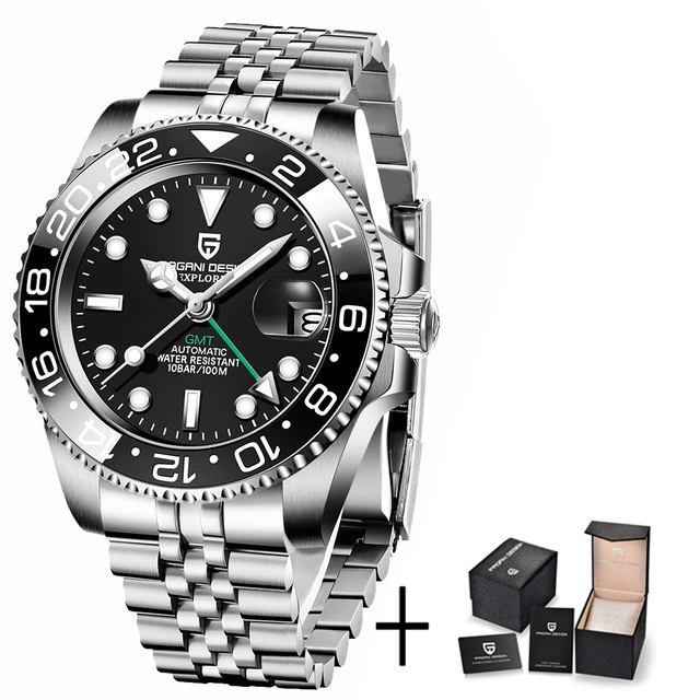 2021 New Luxury GMT Watch PAGANI DESIGN Men Stainless Steel Automatic Mechanical Watches Sapphire Ceramic Bezel Waterproof Clock 