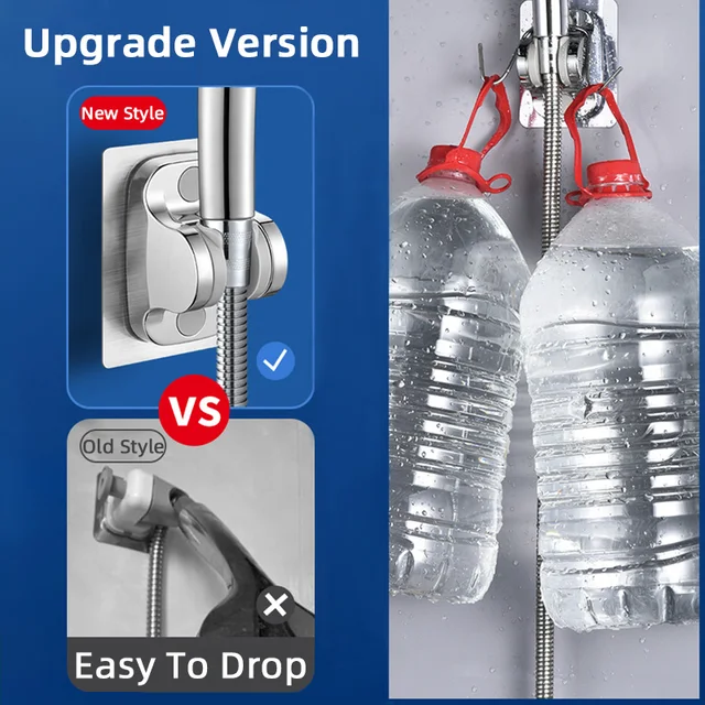 Supporto universale per soffione doccia senza trapano Staffa per soffione doccia Supporto regolabile a parete per accessori da bagno Rotazione stabile 2