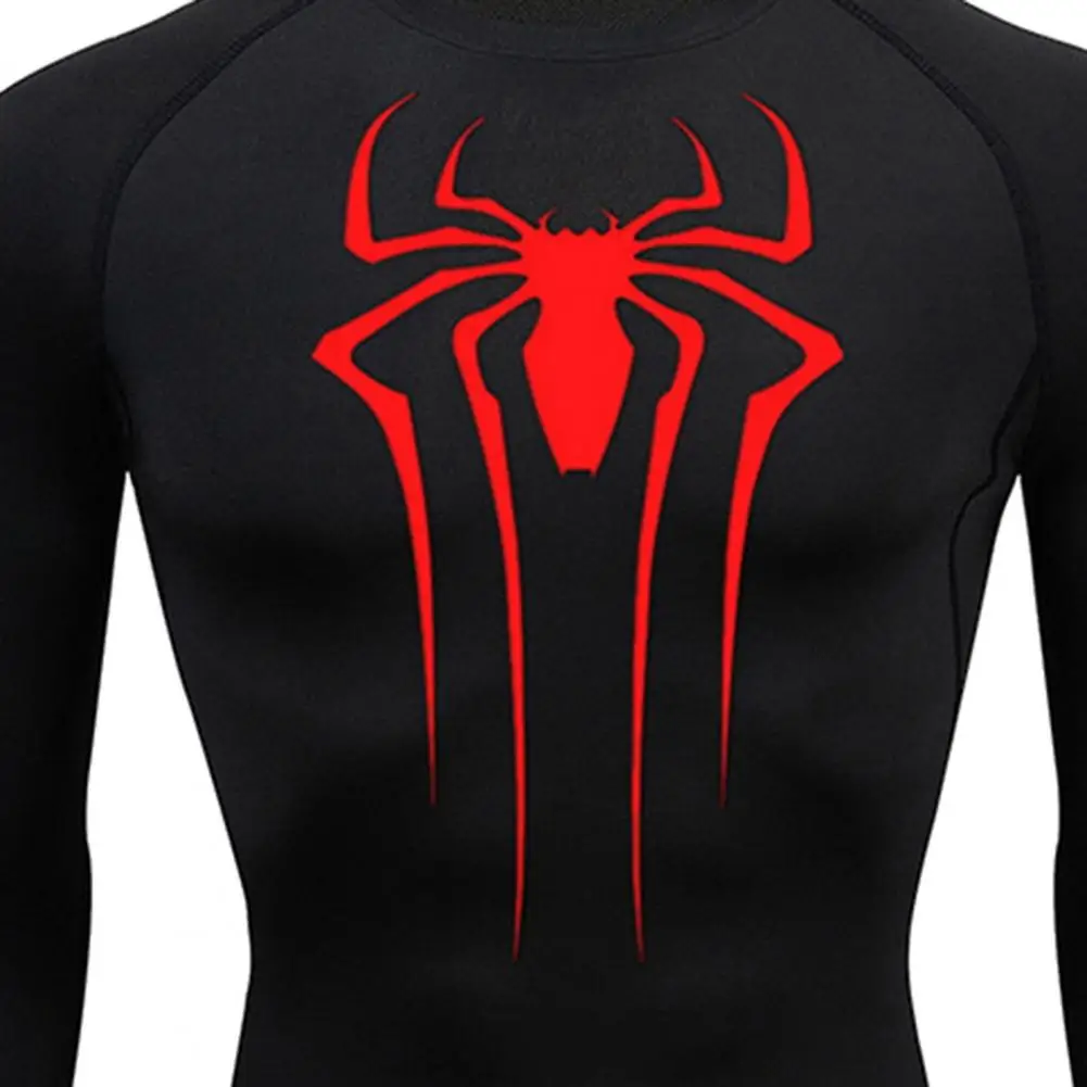 Sun Protection Sports Running T-shirt Men Fitness Crewneck Long Sleeves  Compression Shirt Spider Print T-shirt Workout Clothing - AliExpress