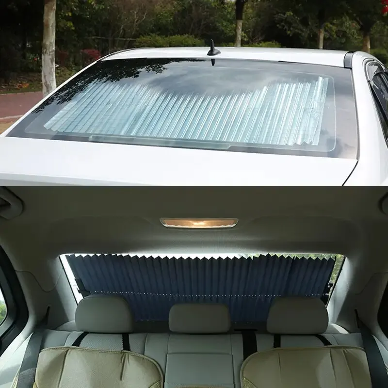 Car Front/Rear Window Sunshades Retractable Windshield Curtains Sun Visor Car Sun Shades Summer UV Blocking Protective car sunshade
