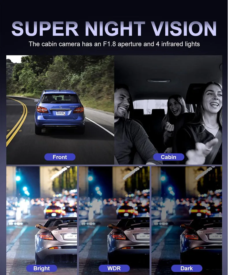 Dash Cam 4K Telecamera per Auto Dashcam GPS Wifi 24h Monor di Parcheggio Visione Notturna Dvr Anteriore e Posteriore 3 Dvr Kamera Registratore Video  34