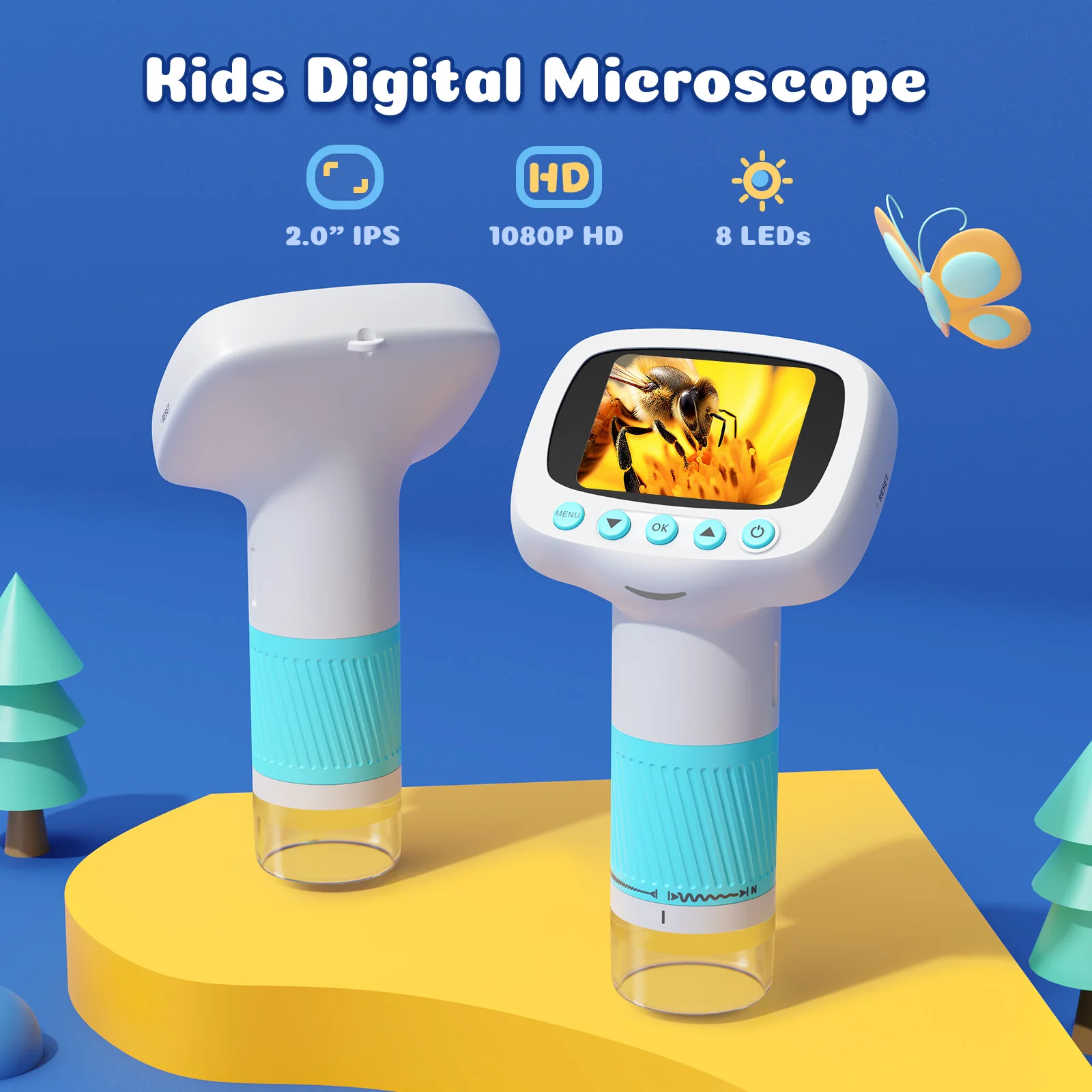 Kid Microscope Alarm Clock  2 in 1Educational Toy with Light 1000X STEM Microsco