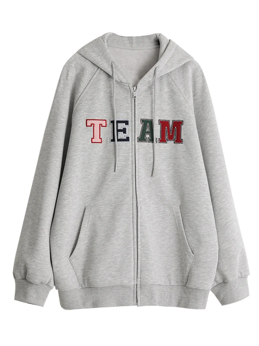 Women's Sweatshirts Casual Loose Letter Printed Hoodie Fleece Coats Streetwear Female Clothes Spring Autumn