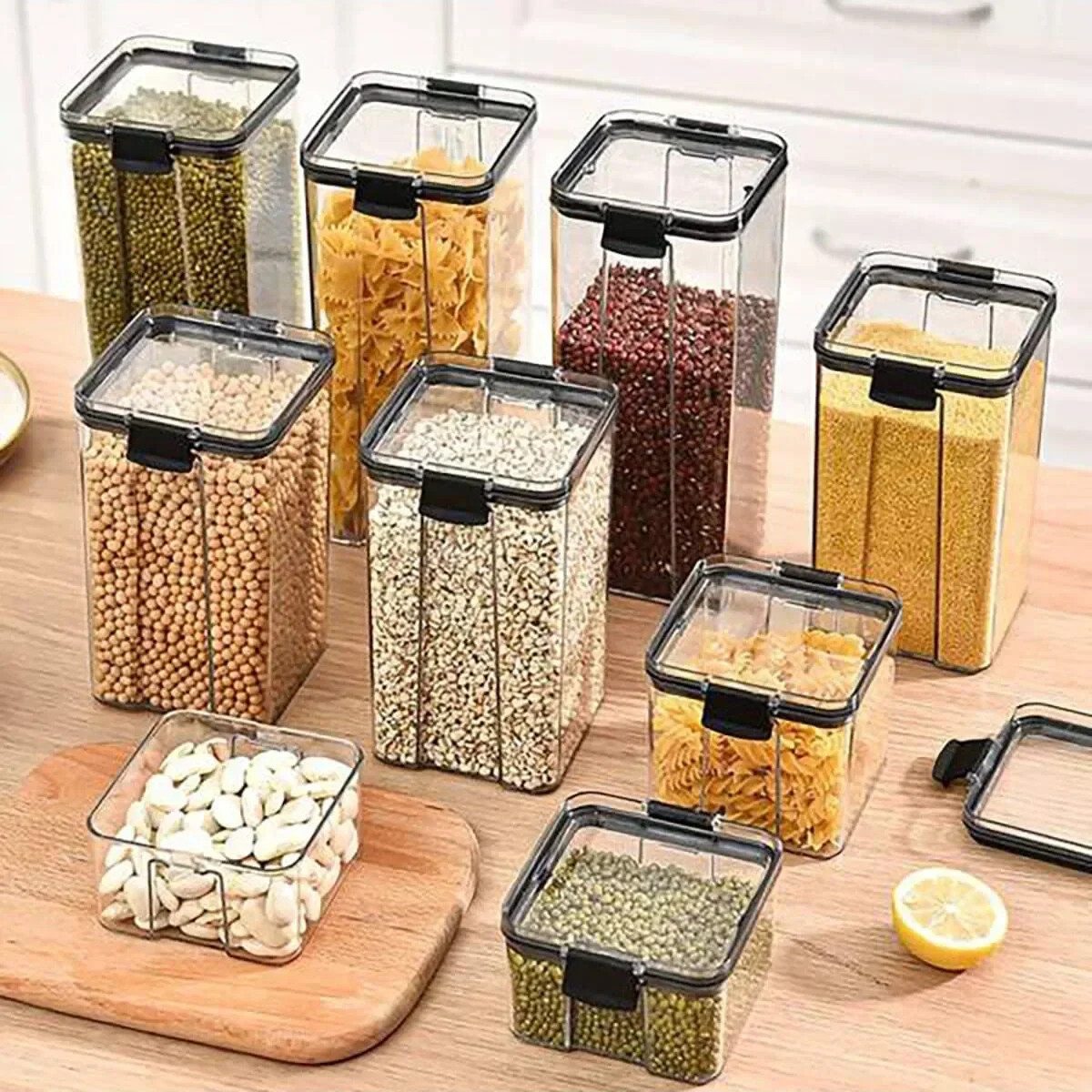 2pcs-Food Storage Containers With Lids, Clear Airtight Food Jars, Moisture-proof Transparent Sealed Fresh-keeping Box