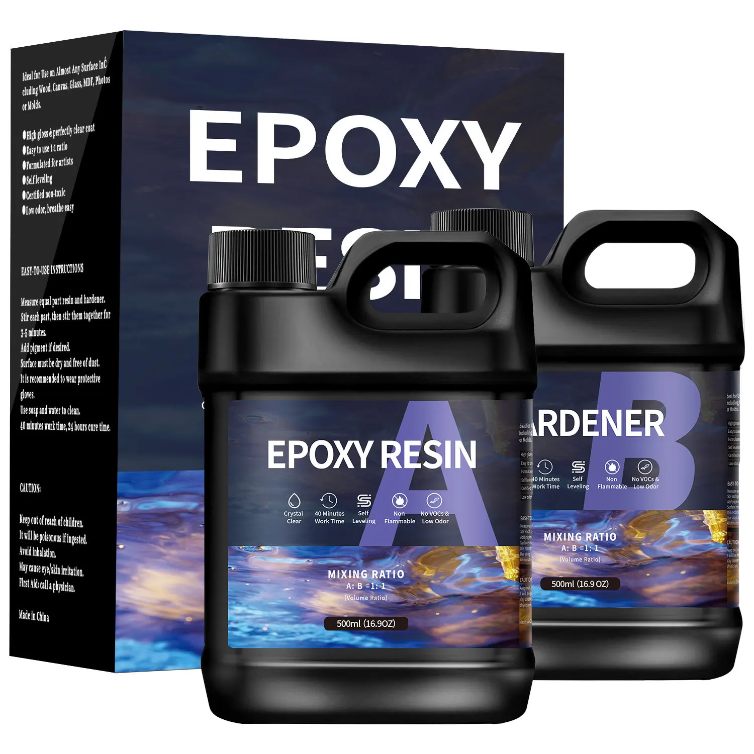 500ml-1000ml-Set-Epoxy-Resin-Kit-Crystal-Clear-Epoxy-Resin-Kit-Hardener ...