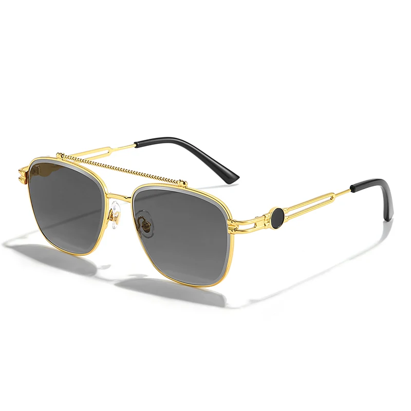 

New Square Flat Top Double Bridges Metal Frame Men's Sunglasses Fashion Vintage Women's Glasses Uv400 Eyeglasses Business