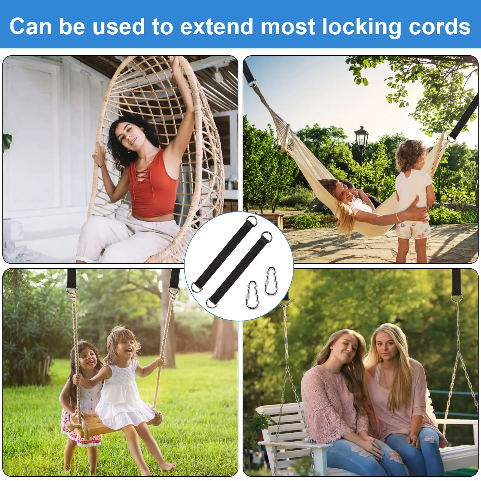 Tree Swing Straps 200kg Heavy Duty Hook Ring Hanging Belt Connecting Belt for Hammock Punching Bag Swing Horizontal Bar tree swing straps