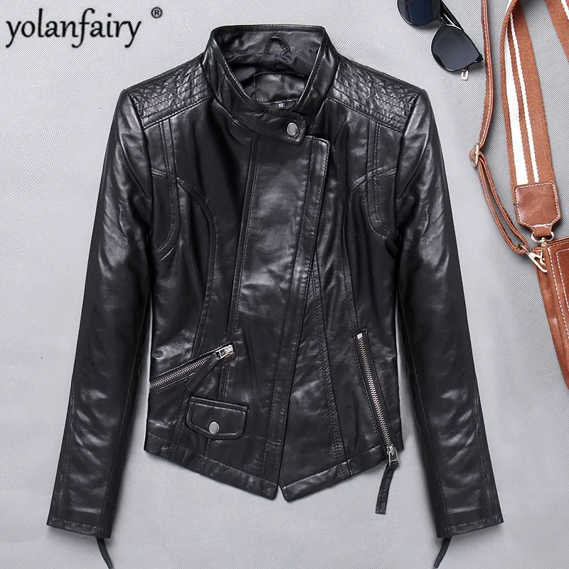 2020 Autumn Genuine Leather Jacket Women 100% Sheepskin Coat Slim Fit Biker Motorcycle Jacket Autumn Real Leather Jackets 1715