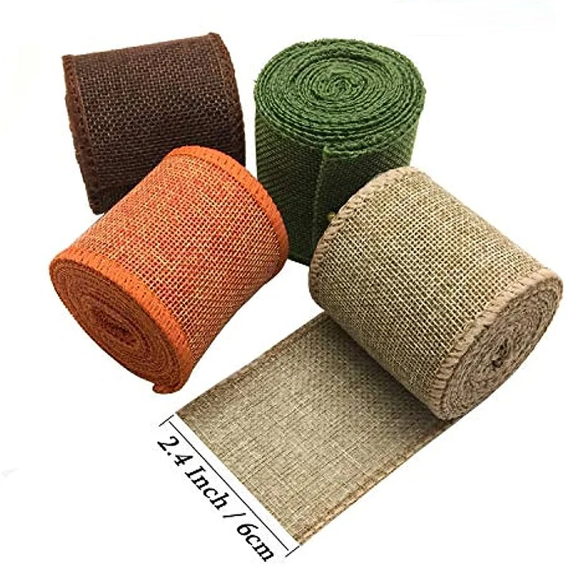 Description Picture 5 of item2M/Roll 60mm Width Colorful Natural Jute Burlap Multi-Purpose Craft  Ribbon DIY Christmas Decoration Gardening Wrapping Package
