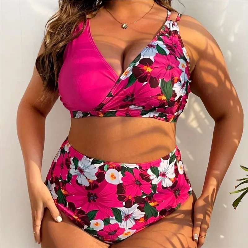 L-5XL Plus Size High Waist Bikini Women's Push Up Large Size 3XL 4XL Swimsuit Summer Mujer Tummy Control Swimwear Bikini Sets