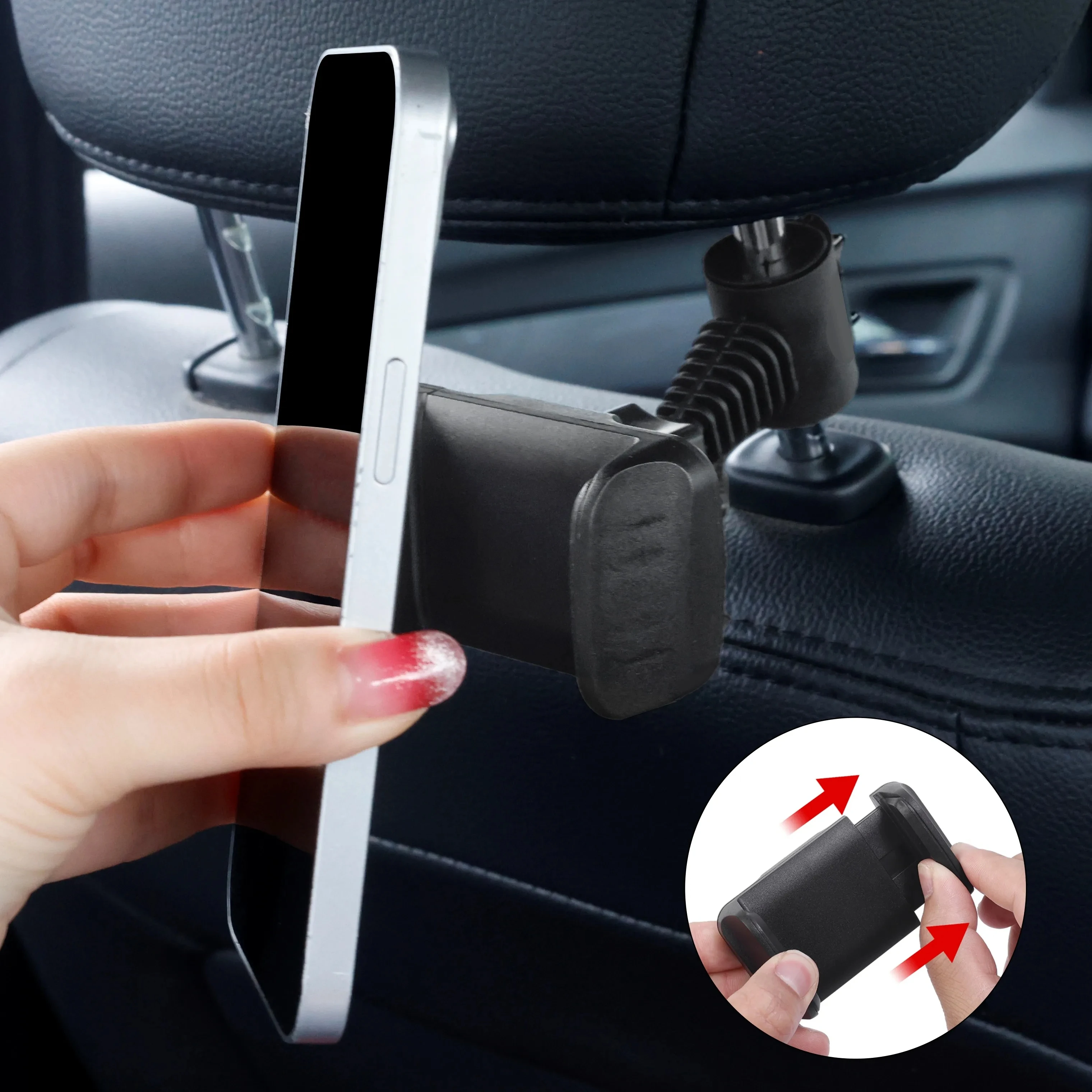 Car Phone Holder Universal Car Back Seat Headrest Phone Mount Holder Stand Bracket Hook Headrest Clip Mount For Kids