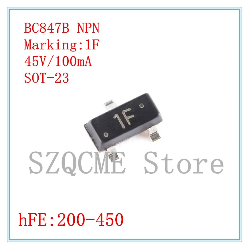 100pcs BC847B BC847 847 NPN Geneal Pupose Suface Mount