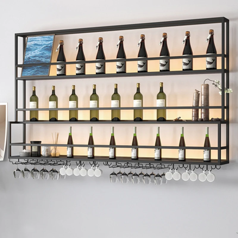 

Modern Restaurant Wine Racks Corner Salon Hanging Metal Buffet Wine Cabinets Liquor Whisky Cremalheira De Vinho Bar Furnitures