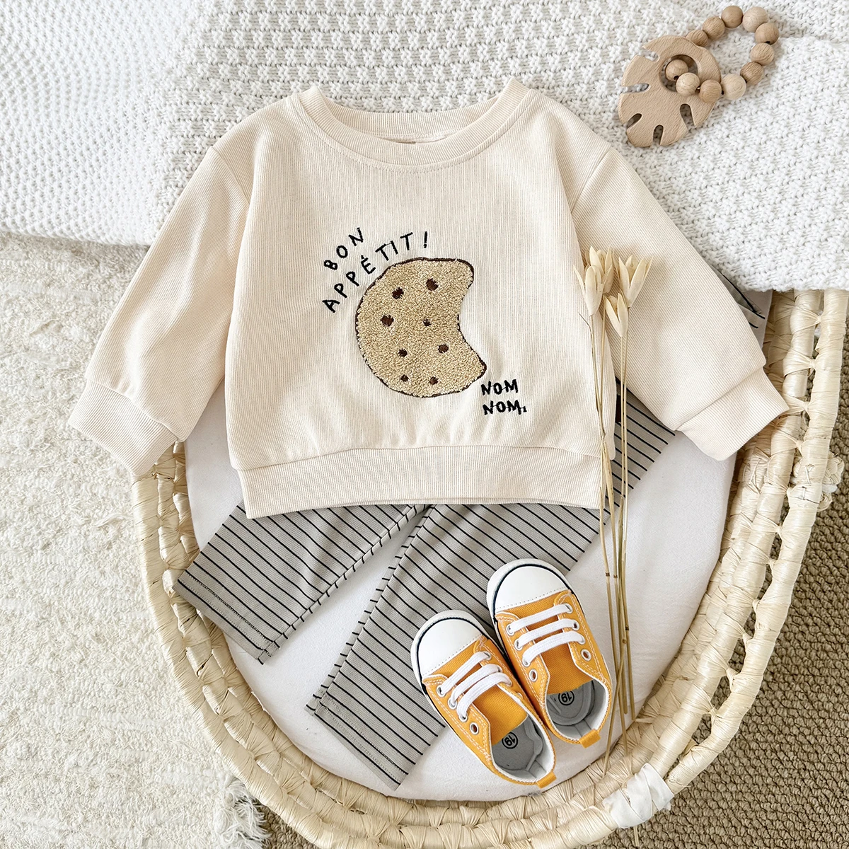 New Baby Suits Cartoon Clothing Boy Infant Sets Long-Sleeve Bread/Biscuits Sweatshirts Top Pants Autumn Winter Toddler Outfits 4