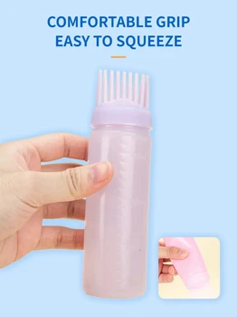 180ML Applicatore di tinture per capelli Bottiglia di shampoo riutilizzabile Bottiglie di spazzole per olio per capelli Pettine per radice Barbiere Colorazione dei capelli Tintura Strumenti per lo styling 1