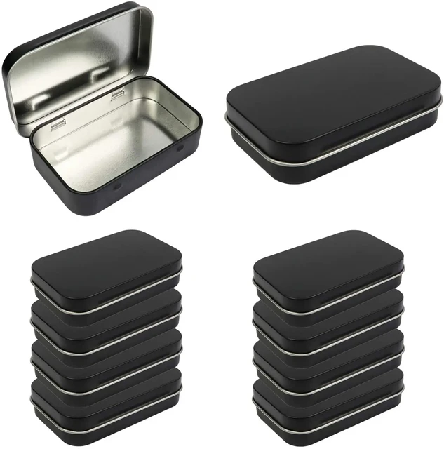 10/20/30pc 3.7 x 2.4 x 0.8 inch Metal Rectangular Hinged Tin Box Lid  Containers Portable Box Small Storage Kit Home - AliExpress