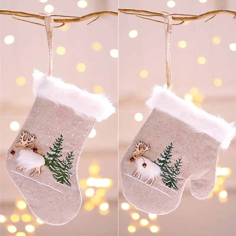 

Christmas stocking decorations high-end linen children's candy bag gift