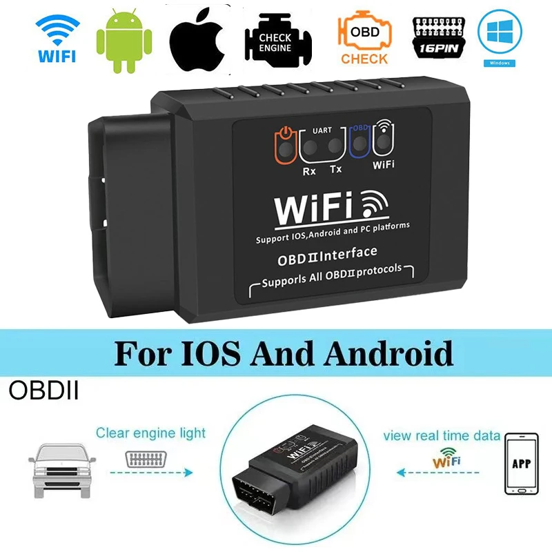 OBD2 WIFI ELM327 V1.5 Scanner Car Code Reader Diagnostic Tool for iPhone IOS Android