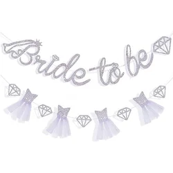 Rose Gold Glitter Bride to Be Banner for Bridal Shower & Bachelorette Party Decor (Silver)