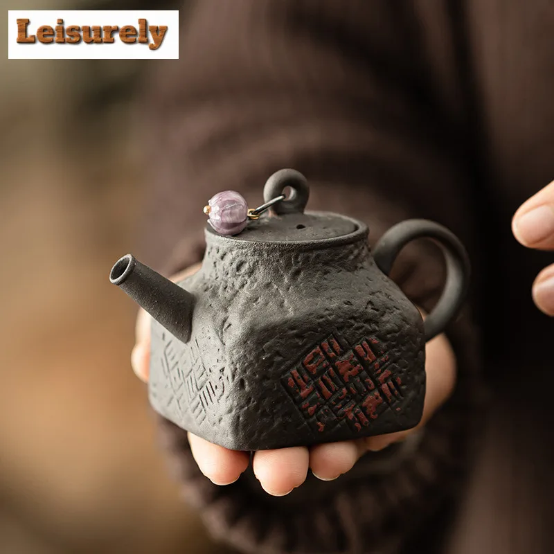 Old Rock Mud Antique Teapot Antique Tea Infuser Pot Tea Soaking Kettle With Filter Tieguanyin Tableware Accessories Decoration