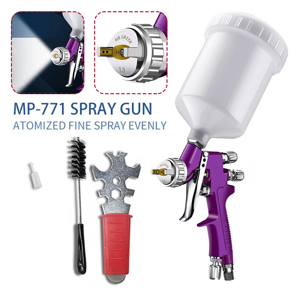 HVLP Pneumatic Gravity Feed Spray Paint Gun Car Painting Gun High Atomization 1.3MM Nozzle Paint Airbrush Sprayers