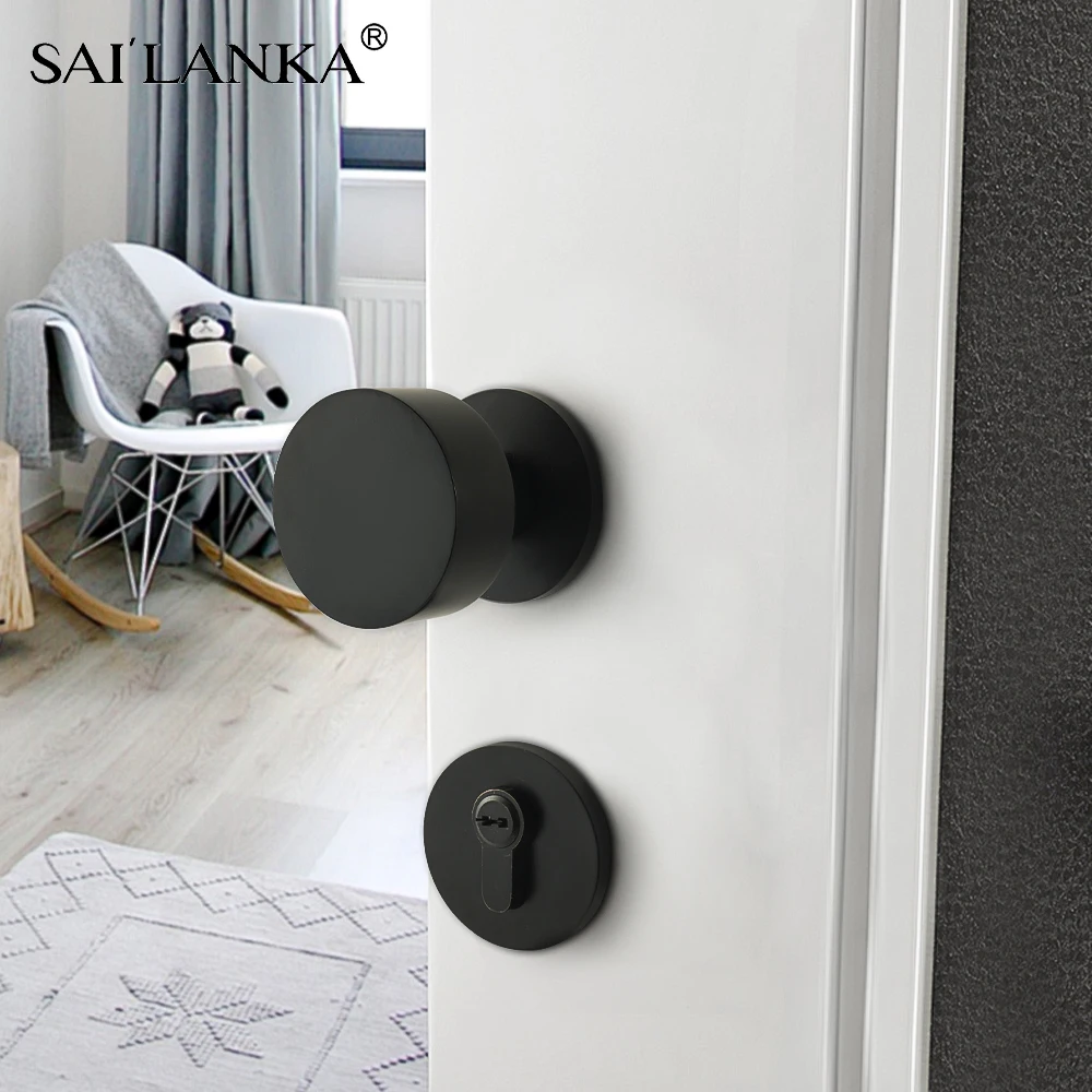 

SAILANKA Modern Brass Door Lock Key Escutcheon Plates for Inside Door Room Bathroom Interior Bedroom Bathroom Door Lever Set