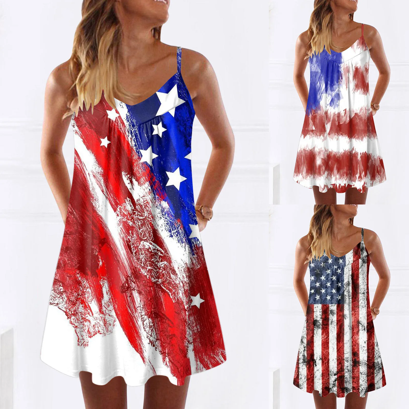 

Independence Day For Women's American 4 Of July Printed Boho Sundress For Women Midi Dresses for Women Midi Slip Dress for Women