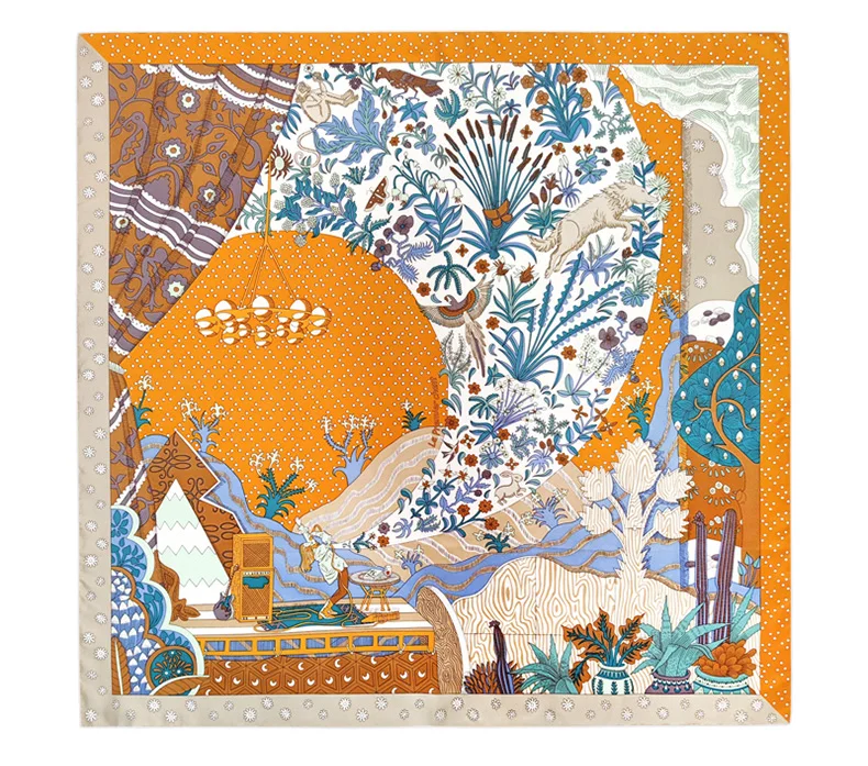 Sänger Tiere natürliche Seide Schal quadratische Kopftücher Twill Luxus Geschenk Frauen wickeln Bandana Hijab Schal Dame Halstuch – Detail 3