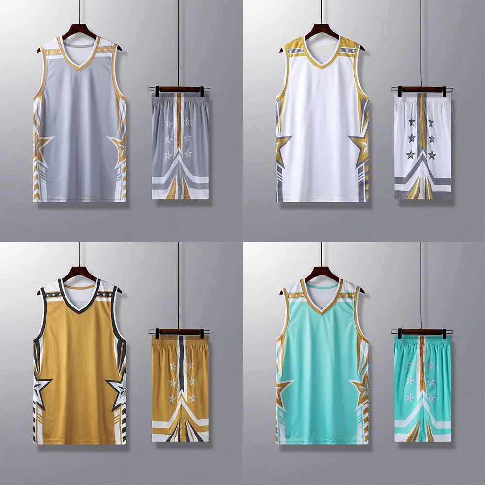 Children Men Basketball Jersey Sets Plus Size 2 Pieces Sleeveless Vest Shorts Team Professional Basketball Uniforms Suit kids sports suit,men sports suit
