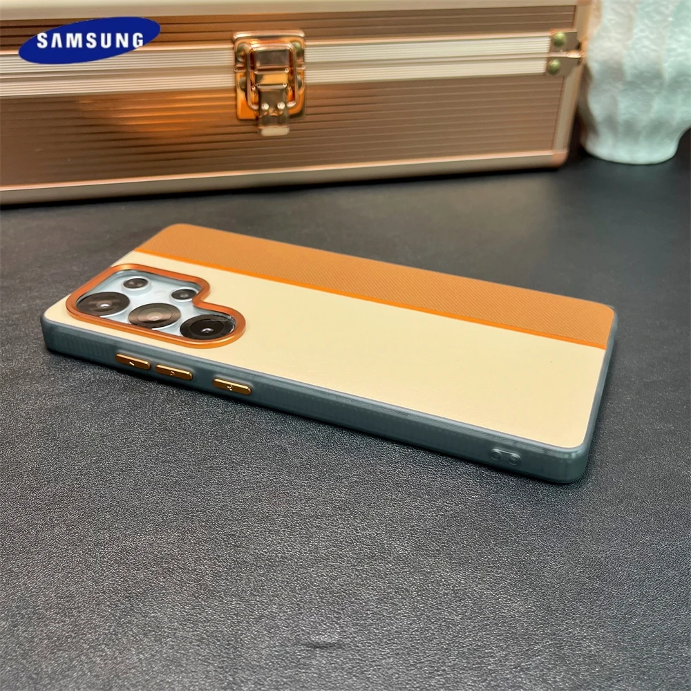 Luxury Leather Magnetic Case with Wireless Charging and Shockproof Alloy Lens Protection