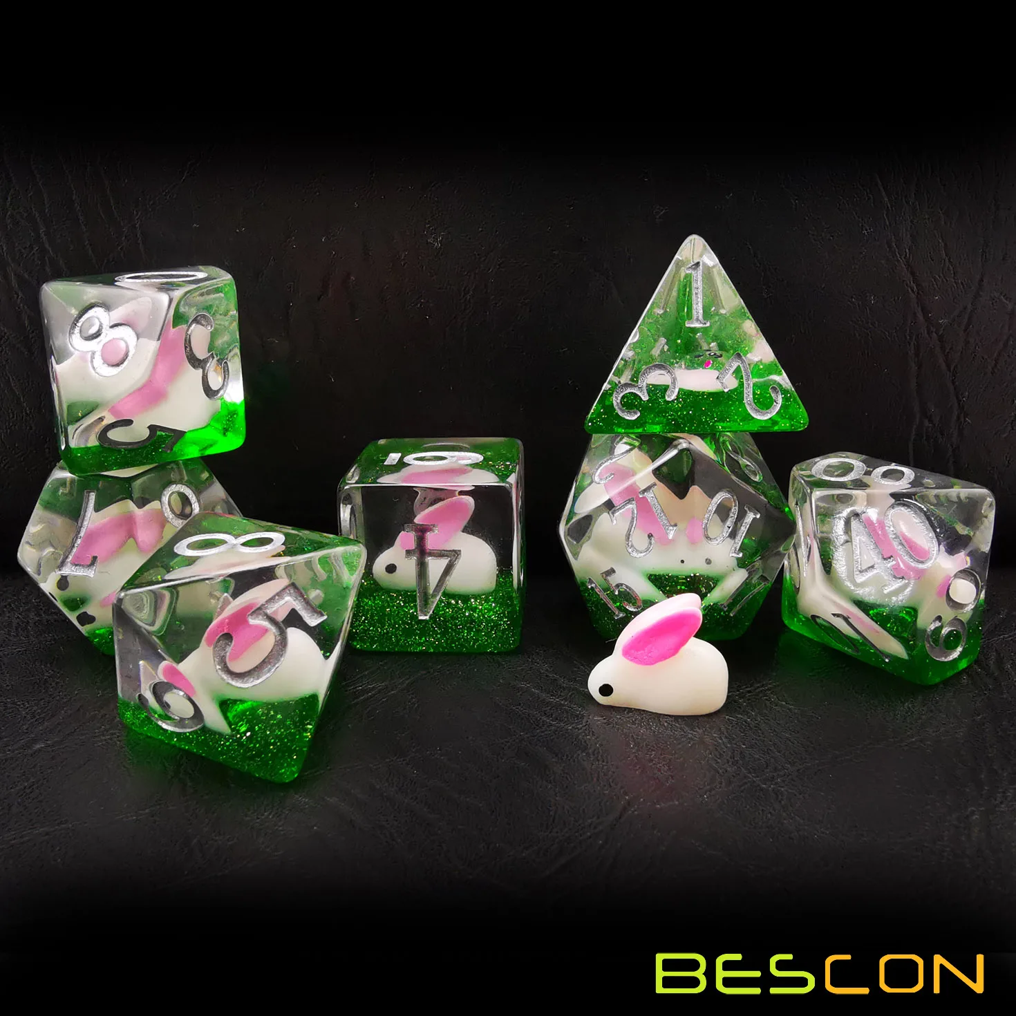 Bescon Oversized DND Animal Dice Set, Giant 7pcs Polyhedral D&D Dice Set, Big Sized RPG Rabbit and Yellow Duck