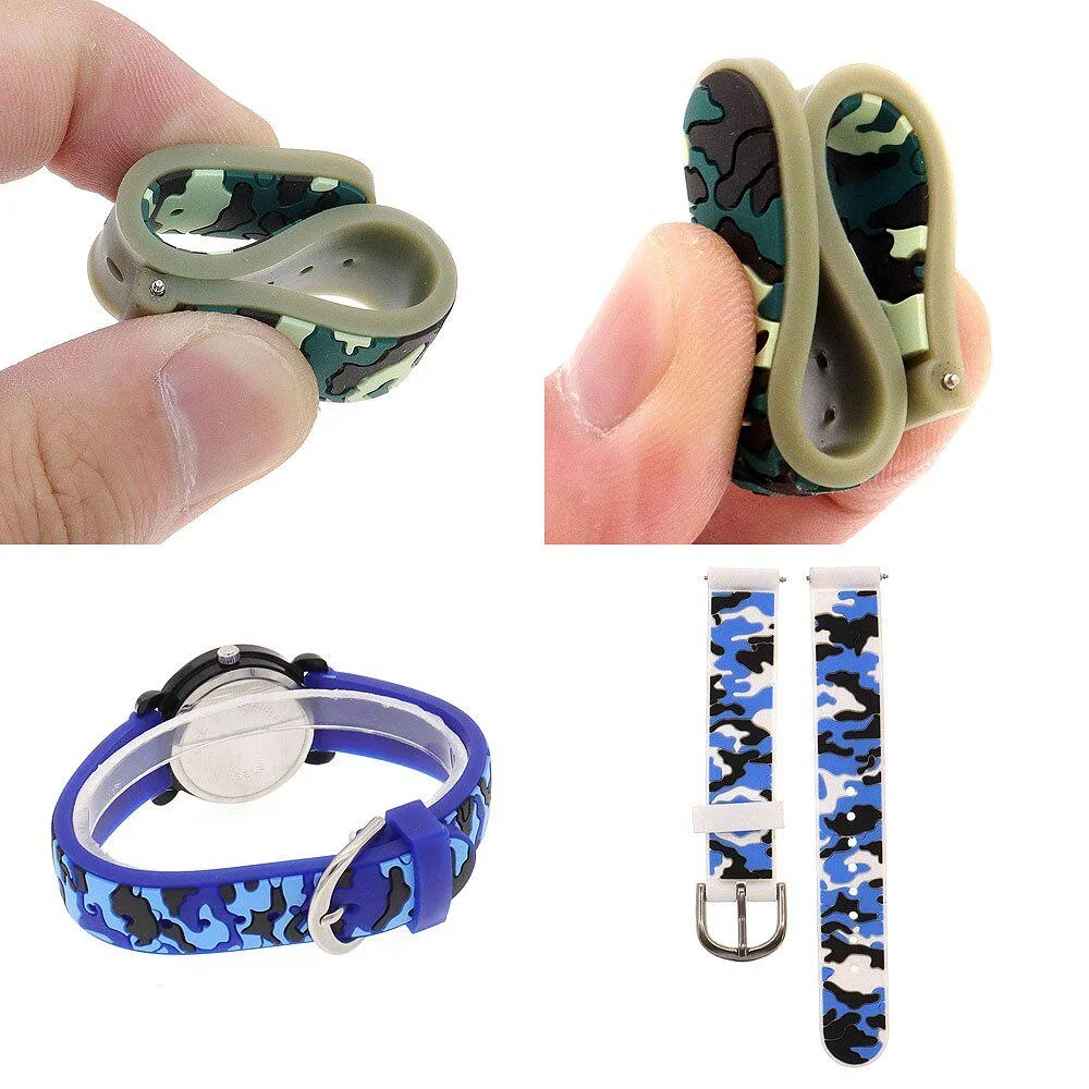 Boys Girls Fashion Camouflage Silicone Strap Quartz Watches Children Kids Students Digital Cool Waterproof Clocks 3