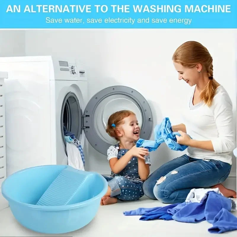 1PC Wash Basin Capable Of Hand Washing Clothes Plastic Anti-skid Wash Basin With Integrated Washing Board Suitable For Small
