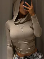 Women’s Hooded Cowl Neck Crop Top